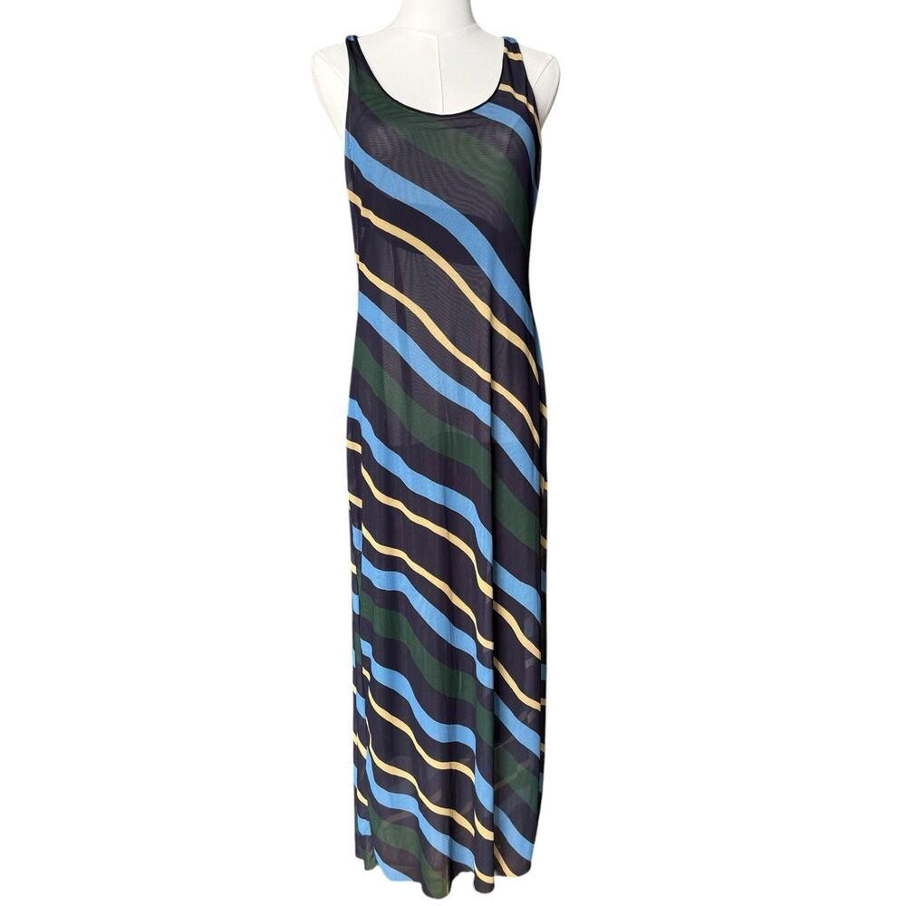 Cala De La Cruz Paradiso Azalea Striped Midi Tank Dress M